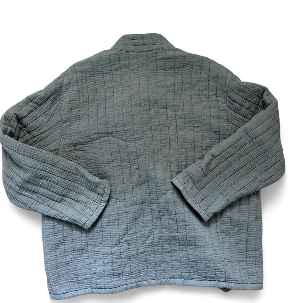 Quilted Button-Front Boxy Jacket - Slate Green - Picture 7 of 7